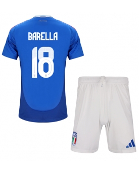 Italia Nicolo Barella #18 Maglia Gara Casa Repliche Europei 2024 Bambino